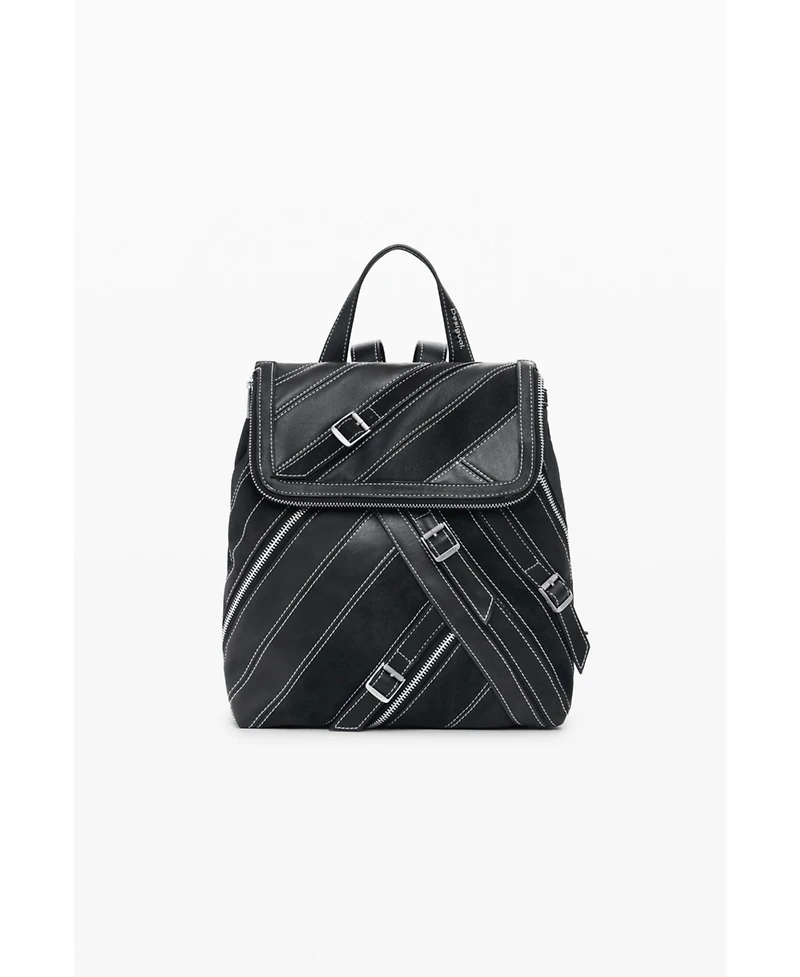 Desigual Women's Small faux leather backpack with buckles
