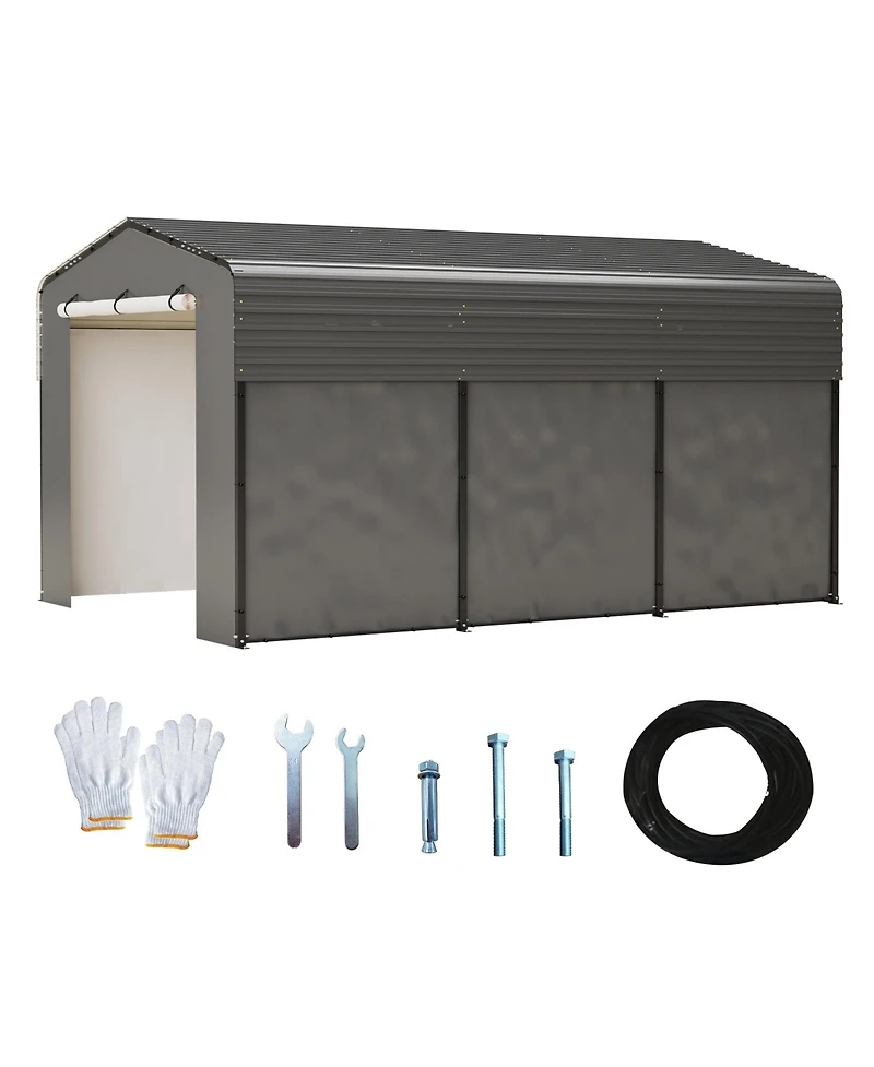 Mondawe 10x15FT Heavy Duty Metal Carport - Galvanized Steel Vehicle Shelter with Uv Cover