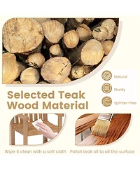 Gymax Pcs Teak Wood Patio Dining Chair Outdoor Armchair w/ Slatted Seat & Solid Legs