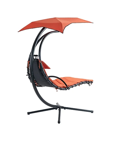 Mondawe Hanging Chaise Lounger with Removable Canopy (Orange)
