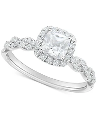Diamond Cushion Halo Braided Shank Engagement Ring (1-1/3 ct. t.w.) in 14k White Gold