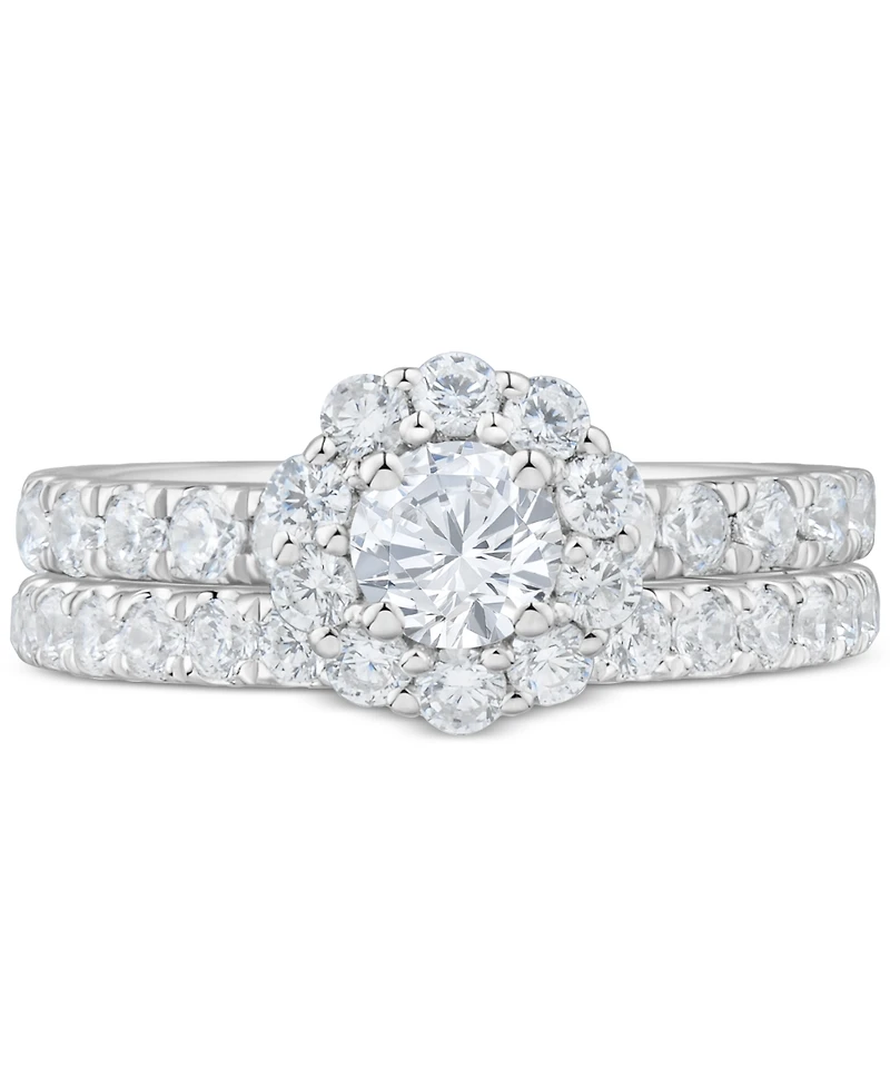 Diamond Halo Bridal Ring Set (2 ct. t.w.) in 14K White Gold