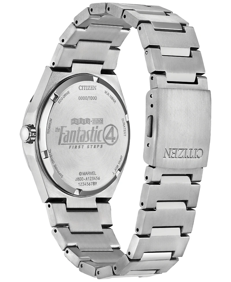 Citizen Eco-Drive Men's Marvel Fantastic Four Zenshin Silver-Tone Super Titanium Bracelet Watch 40mm Gift Set