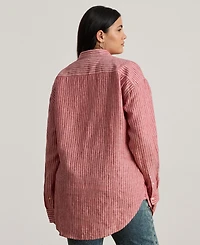 Lauren Ralph Plus Striped Linen Shirt