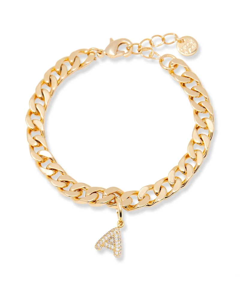 brook & york Gold Plated Ella Crystal Initial Chain Bracelet