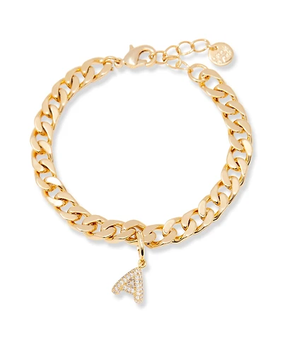 brook & york Gold Plated Ella Crystal Initial Chain Bracelet