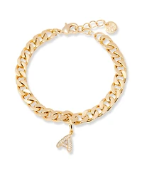 brook & york Gold Plated Ella Crystal Initial Chain Bracelet