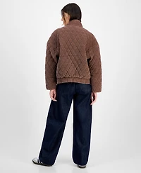CoffeeShop Juniors' Quilted Corduroy Zip-Front Coat