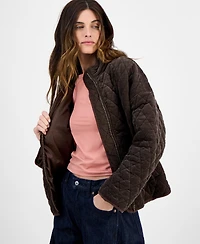 CoffeeShop Juniors' Quilted Corduroy Zip-Front Coat
