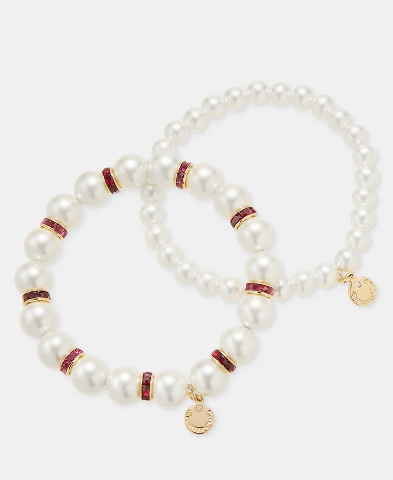 2-Pc. Set Stone & Imitation Pearl Stretch Bracelets