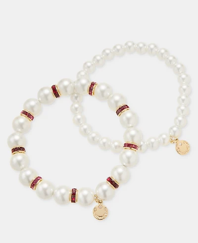 2-Pc. Set Stone & Imitation Pearl Stretch Bracelets