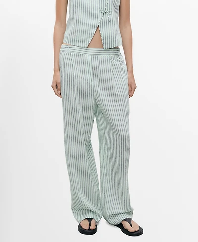 Mango Women's Low-Rise Striped Pants