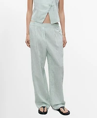 Mango Women's Low-Rise Striped Pants
