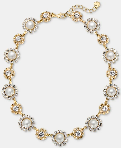 Charter Club Crystal & Imitation Pearl All-Around Collar Necklace, 17" + 2" extender, Macy's Exclusive