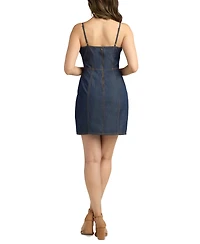 Bcx Juniors' Washed Denim Front-Slit Mini Dress