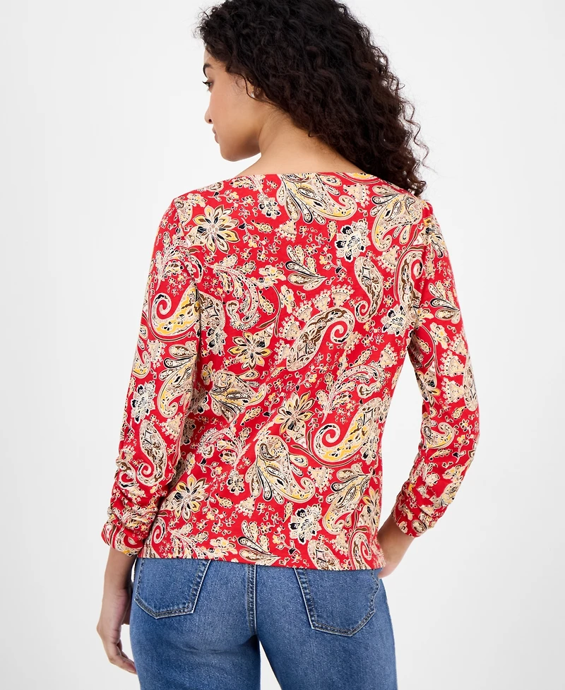 Nautica Jeans Women's Boat-Neck Paisley-Print Top