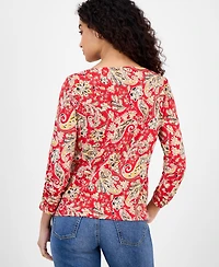 Nautica Jeans Women's Boat-Neck Paisley-Print Top