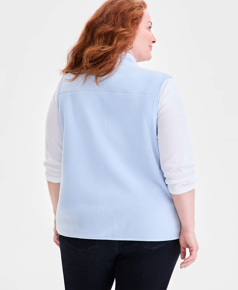 Style & Co Plus Solid Polar Fleece Vest, Exclusively at Macy's
