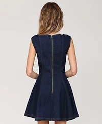 Avec Les Filles Women's Sleeveless Paneled Denim Mini Dress