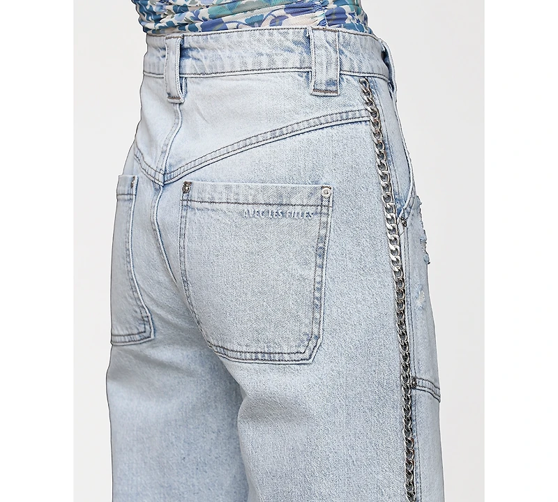 Avec Les Filles Women's Chain-Trim Barrel Leg Jeans