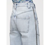 Avec Les Filles Women's Chain-Trim Barrel Leg Jeans