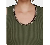 Avec Les Filles Women's Chain-Trim Ribbed Knit Tank Top