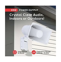 Pyle 8” Indoor/Outdoor Pa Horn Speaker – 65W Peak Power, 8 Ohms, Portable with Mounting Bracket & Hardware Included – PHSP5, Whit