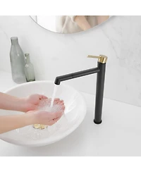 Greenspring Single Hole Handle Bathroom Vessel Sink Faucet With Supply Hose Black Gold