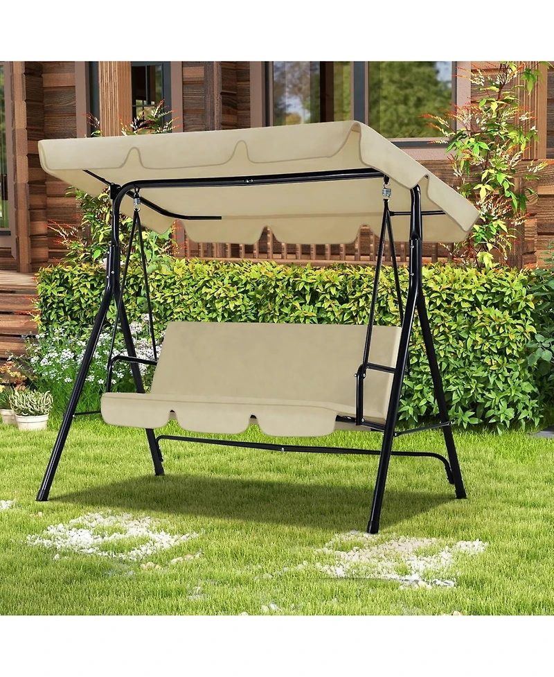 Boyel Living -Person Metal Patio Swing with Removable Cushion Outdoor Porch Chair for Adults Garden Backyard Deck