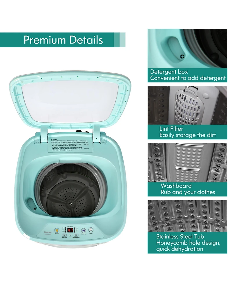 Costway 8lbs Portable Fully Automatic Washing Machine W/ Drain Pump