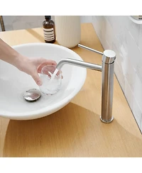 Greenspring Modern Single Hole Single Handle Vessel Bathroom Vanity Sink Faucet With Pop Up Drain Without Overflow in Brushed Nickel