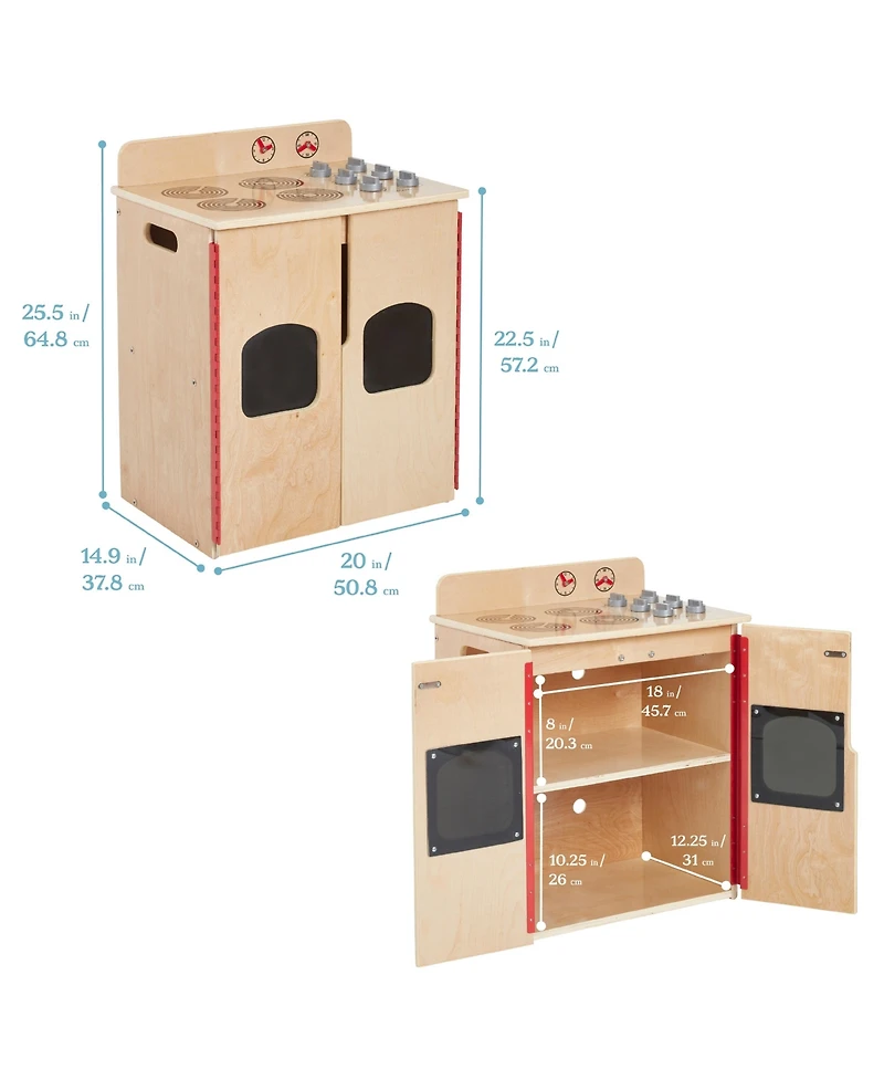 ECR4Kids Kids Play Kitchen Stove, Natural
