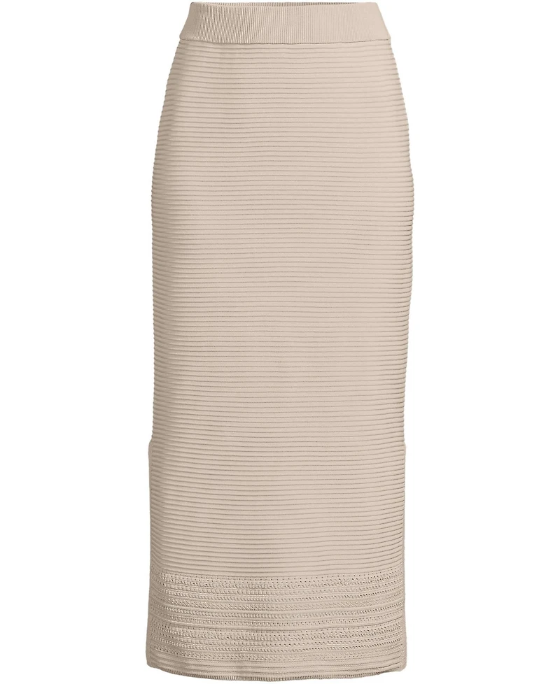 Lands' End Women's Cotton Pointelle Sweater Maxi Skirt - Set Bottom