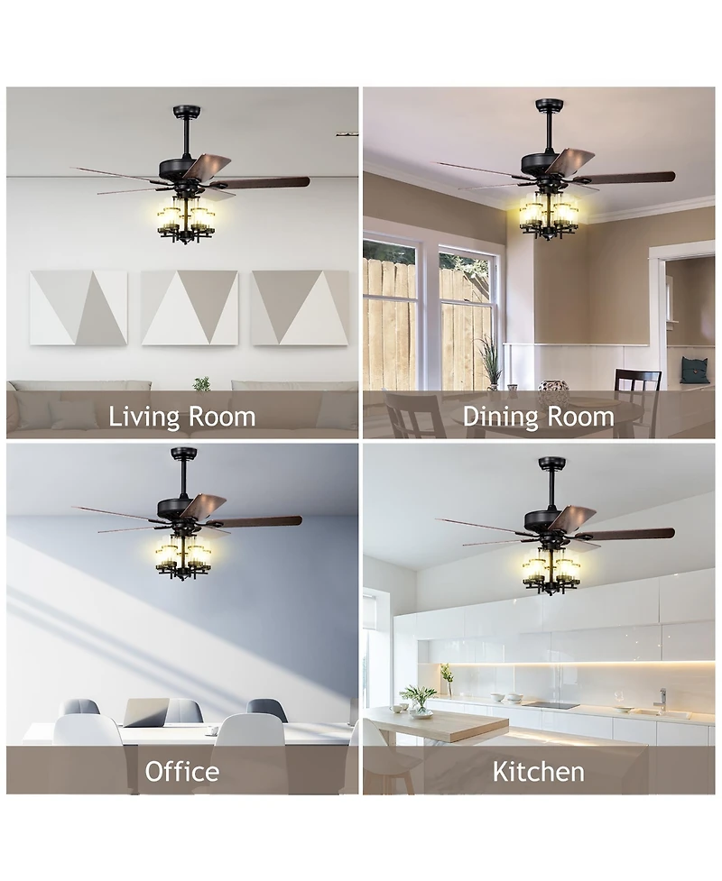 Costway 50'' Ceiling Fan with Light Classic Ceiling Fan Lamp w/Noiseless Reversible Motor
