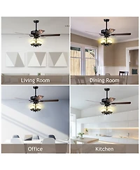 Costway 50'' Ceiling Fan with Light Classic Ceiling Fan Lamp w/Noiseless Reversible Motor