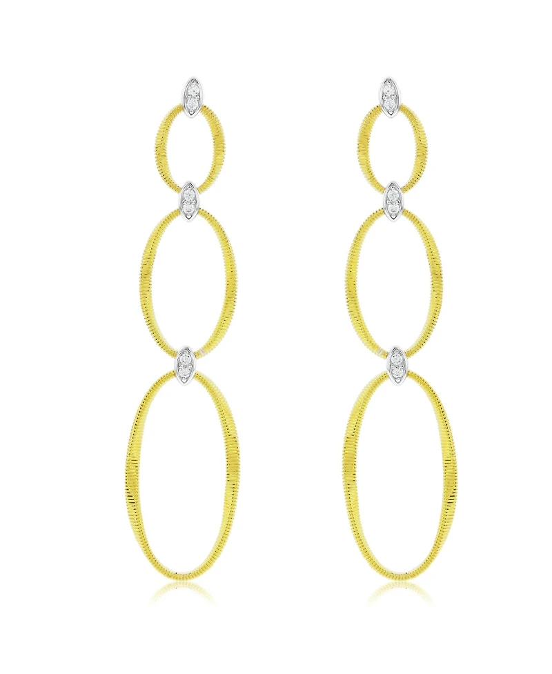 Suzy Levian New Yor Suzy Levian Golden Helix Sterling Silver & Cubic Zirconia Double Oval Drop Earrings