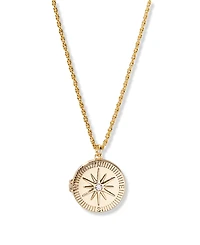 brook & york Gold Plated Mel Compass Short Pendant Locket Necklace