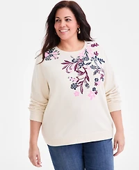 Style & Co Plus Fleece Crewneck Long-Sleeve Top, Macy's Exclusive