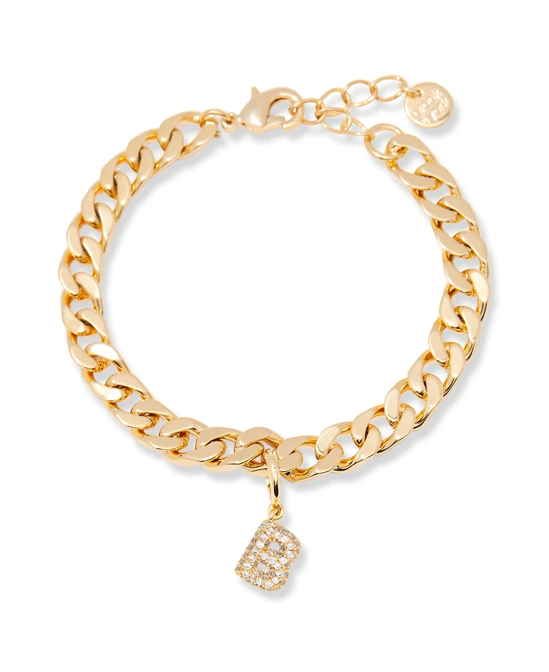 brook & york Gold Plated Ella Crystal Initial Chain Bracelet