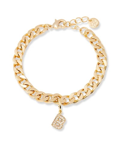 brook & york Gold Plated Ella Crystal Initial Chain Bracelet