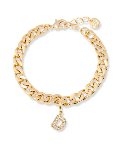 brook & york Gold Plated Ella Crystal Initial Chain Bracelet