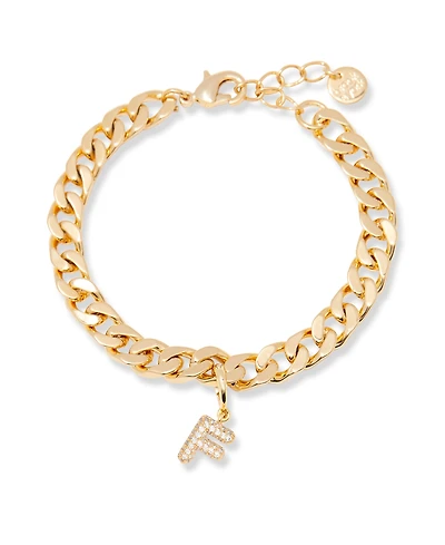 brook & york Gold Plated Ella Crystal Initial Chain Bracelet
