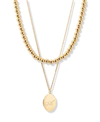 brook & york Gold Plated Isla Initial Oval Locket Layering Necklace Set