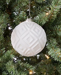 Holiday Lane Nordic Wonderland Glass White Ball Ornament, Macy's Exclusive