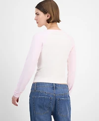 Hippie Rose Juniors' Crewneck Raglan Long-Sleeve T-Shirt