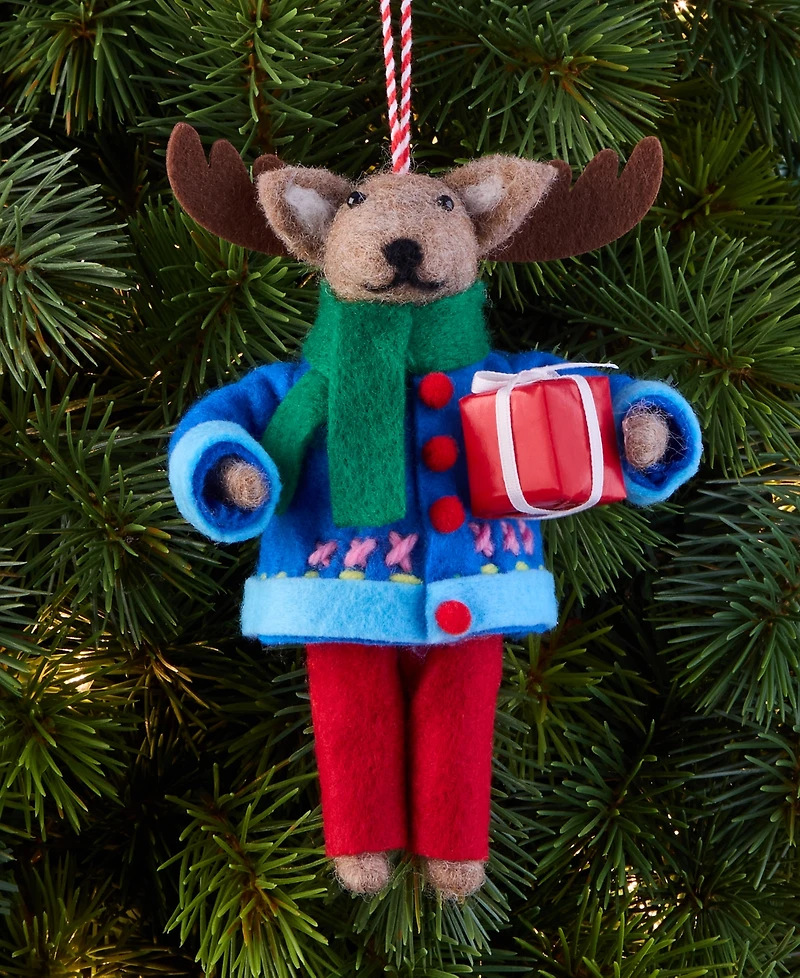 Holiday Lane Tiny Tidings Gift-Bearing Moose Ornament, Macy's Exclusive
