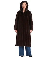 Jones New York Women's Hooded Faux-Fur Coat