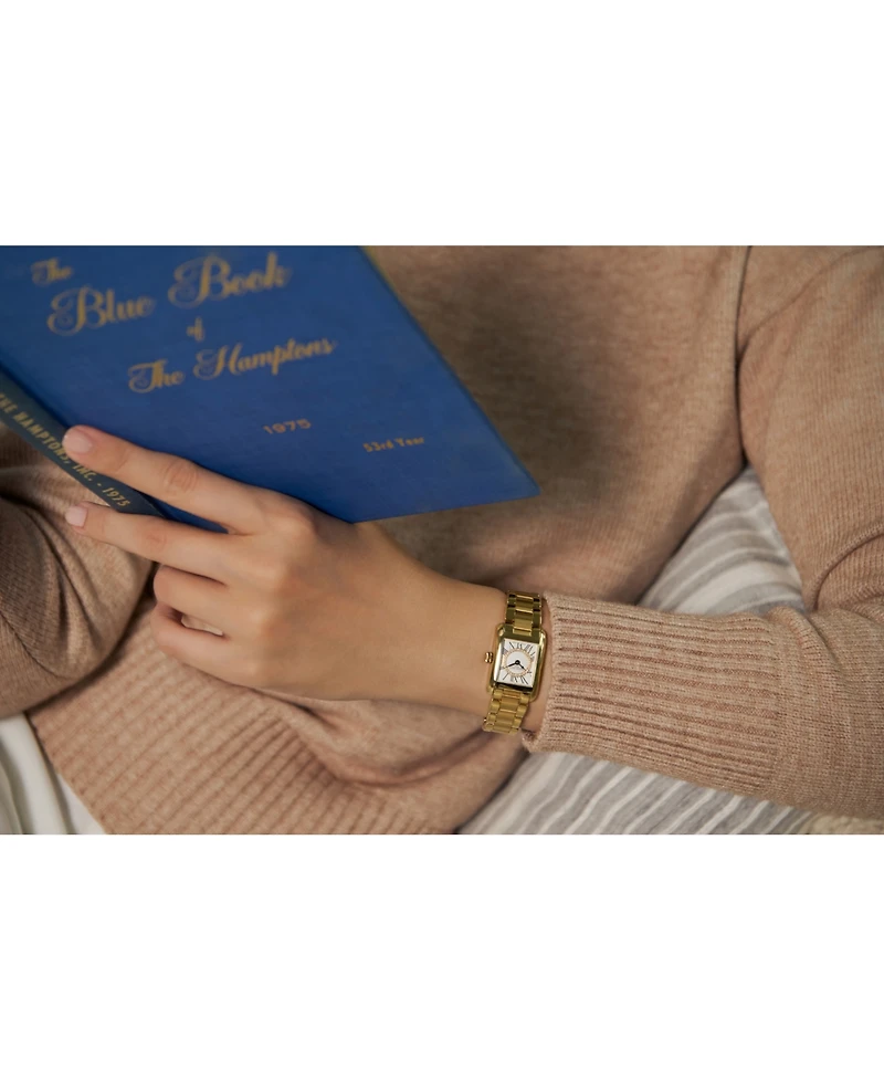 Frederique Constant Women's Swiss Carree Diamond (1/20 ct. t.w.) Gold-Tone Stainless Steel Bracelet Watch 23mm