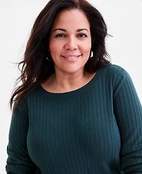 Style & Co Plus Solid Long-Sleeve Sweater, Macy's Exclusive