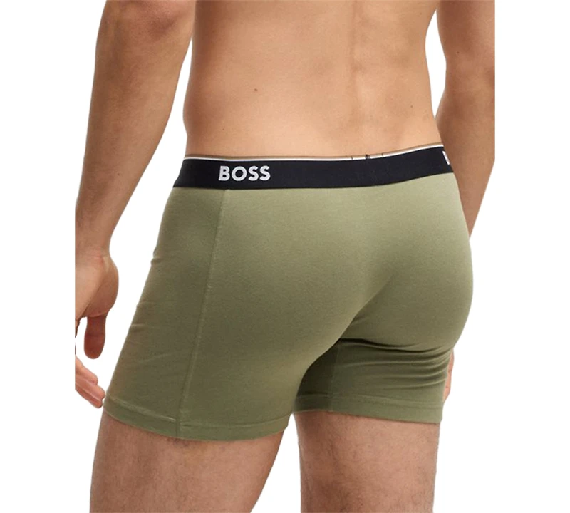 Boss by Hugo Men's Power 3-Pk. Tipped Logo Waistband Boxer Briefs